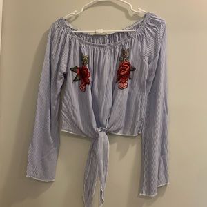 Womens pin stripped flowy crop top